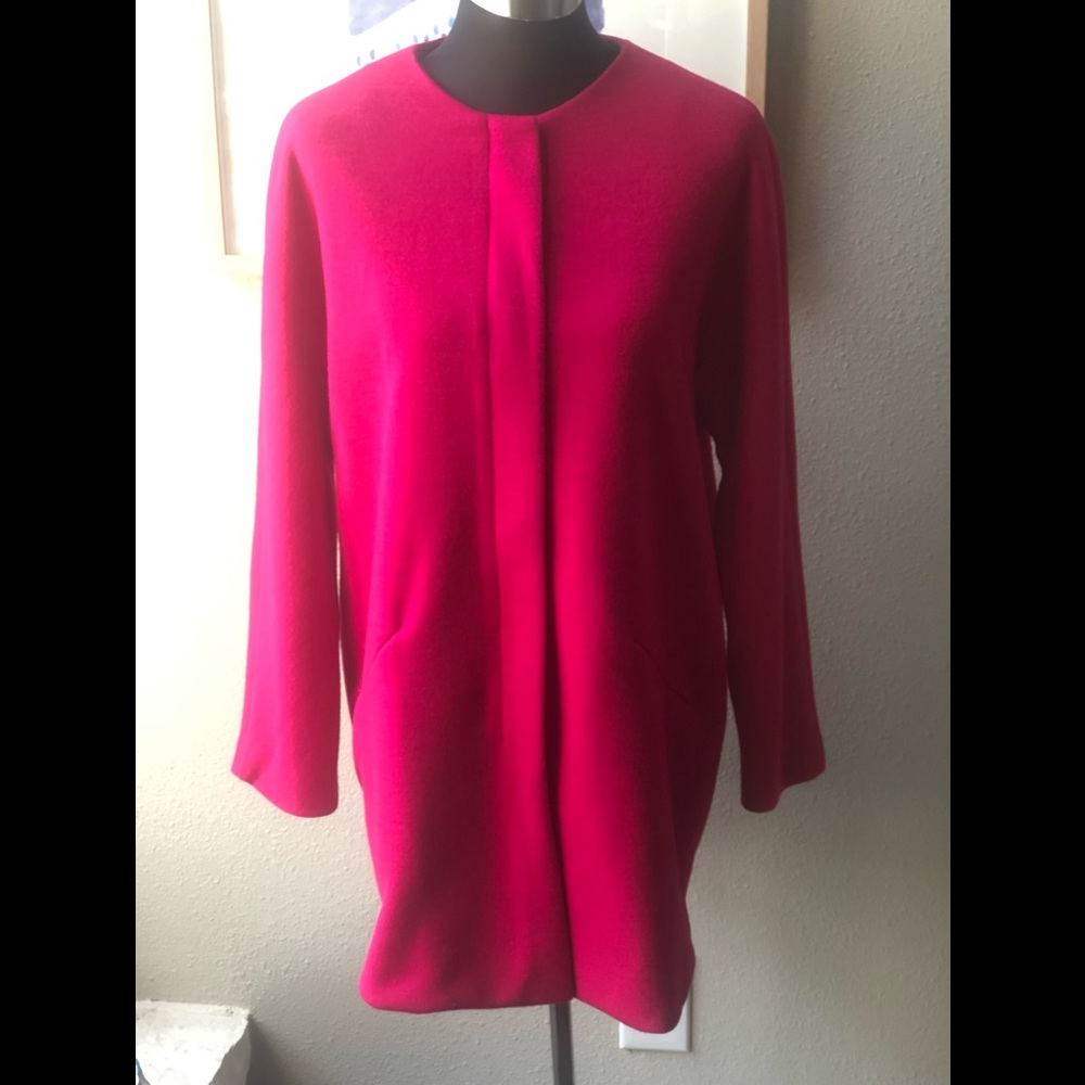 Fuschia Car Coat by JADE Melody Tam, SZ XL